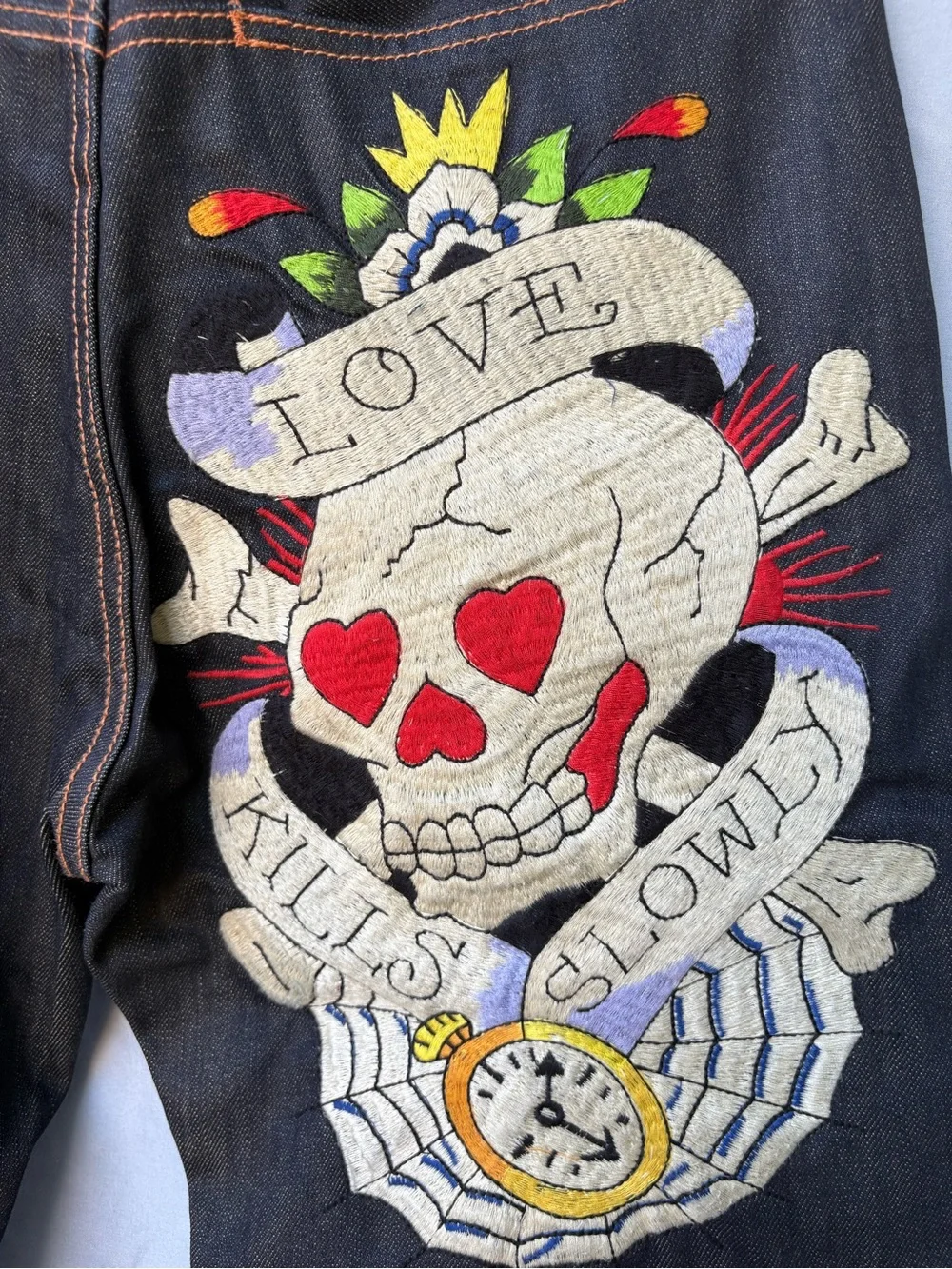 Ed Hardy Love kills Slowly Dark Wash Relaxed Jeans